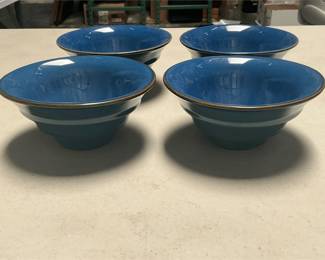 Blue Tiered Ceramic Bowls, Set of Four (2/5)