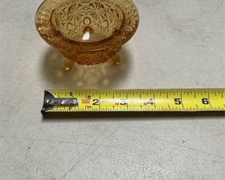 L. E. Smith Daisy and Button Amber Glass Ashtray (5/5)