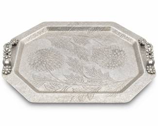 Forman Family Floral Aluminum Two-Handled Serving Tray