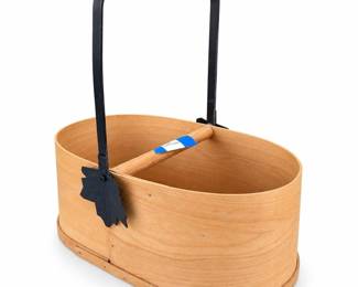 Oval Bentwood Basket with Metal Swing Handle
