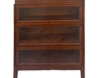 Three-Stack Oak Barrister Bookcase with Lift-Up Glass Doors