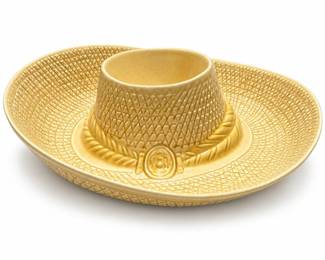 Yellow Ceramic Sombrero Chip-and-Dip Serving Dish
