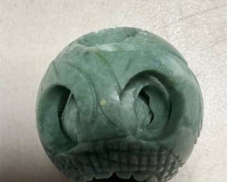 Carved Green Stone Chinese Puzzle Ball (3/4)