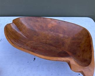 Carved Wooden Bowl with Asymmetrical Rim (2/2)