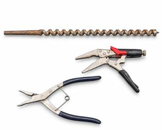 Long Wood Auger Bit, Locking and Lock Ring Pliers