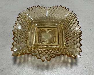 Federal Glass Amber Diamond Pattern Candy Dish (2/5)