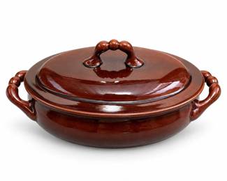 Vulcania Brown Terracotta Oval Covered Casserole