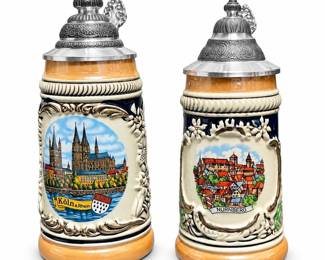 Köln & Nürnberg Ceramic Souvenir Beer Steins