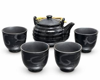 Simple Dining Black Glazed Ceramic Tea Set