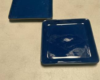 Cobalt Blue Glazed Square Ceramic Plates (2/5)
