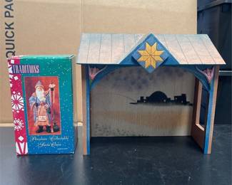 Traditions Santa Figurine & Jim Shore Nativity Stable