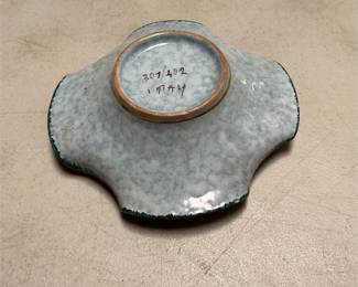 Italian Hand-Painted Blue Floral Pottery Dish (3/6)