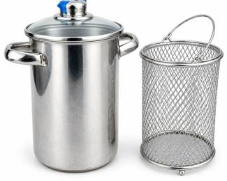 Stainless Steel Asparagus Steamer with Basket and Glass Lid