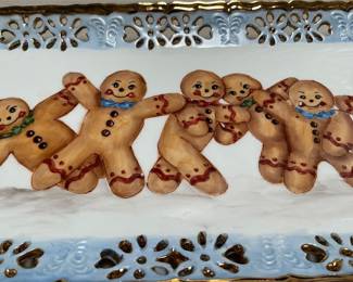 Signed Gingerbread Ceramic Tray with Gilt Pierced Rim (5/6)