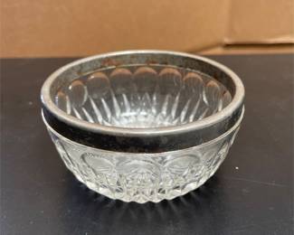Pressed Glass Bowl with Silver-Tone Rim (2/4)