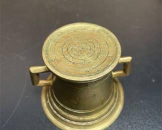 Brass Mortar and Pestle with Square Handles (5/6)