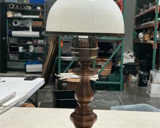 Oil Lamp Style Electric Table Lamp with White Glass Shade (2/5)