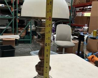 Oil Lamp Style Electric Table Lamp with White Glass Shade (5/5)