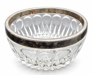 Pressed Glass Bowl with Silver-Tone Rim