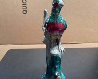 Chinoiserie Ceramic Bird on Tree Trunk Figurine (5/5)