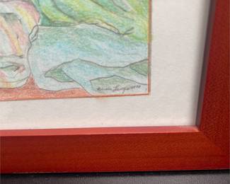 Framed Sleeping Cat Artwork, Copyright 2010 (2/3)