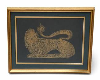 Framed Lion Brass Rubbing, London, 1983