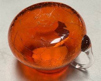 Pilgrim Orange Crackle Glass Creamer Pitcher (3/6)