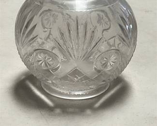Clear Pressed Glass Rose Bowl with Fan Motifs