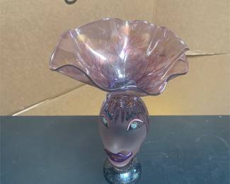 Kurt and Lynda Carlson Queen Head Art Glass Vase (6/7)