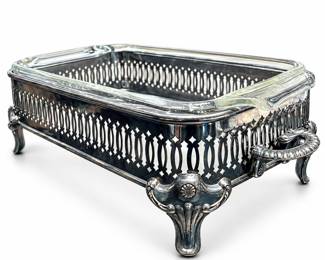 Anchor Hocking Fire-King Casserole with Silverplate Stand