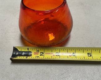 Orange Crackle Glass Wide-Mouth Vase (5/5)