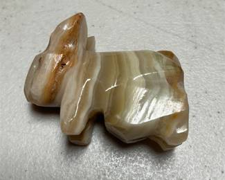 Carved Banded Onyx Stone Rabbit Figurine (3/5)