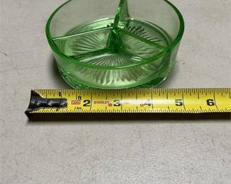 Green Depression Glass Three-Part Relish Dish (5/5)