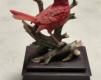 Red Cardinal Figurine on Footed Wood Base (2/5)