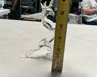 Clear Glass Rearing Unicorn Figurine (5/5)