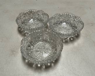 Three Clear Glass Bowls with Star and Fan Motifs (2/4)