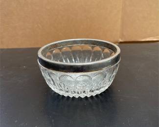 Pressed Glass Bowl with Silver-Tone Rim (4/4)