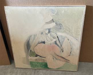 Signed Modernist Painting of a Seated Woman (2/5)