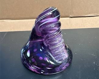 Purple Swirl Art Glass Pen Holder and Paperweight (3/3)