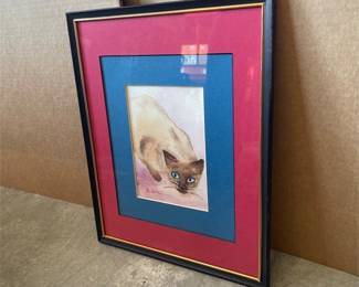 Rita Rose Ruiz “The Cat’s Meow” Framed Watercolor (4/4)