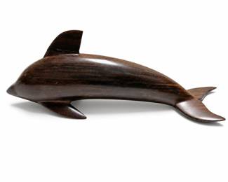 Carved Wooden Dolphin Sculpture in Dark Finish