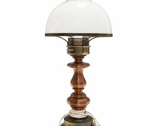 Oil Lamp Style Electric Table Lamp with White Glass Shade