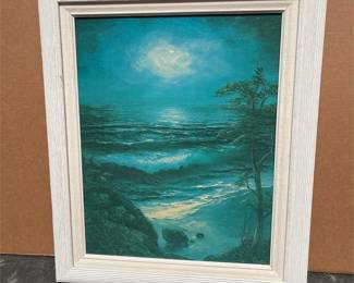 After Virginia Lynn, Framed Moonlit Seascape Reproduction