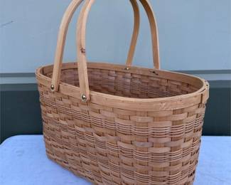 Woven Splint Market Basket with Twin Swing Handles (2/2)