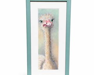Dianne Schulte "Ostrich" Framed Watercolor