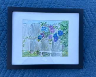 Signed Framed Morning Glory Floral Artwork