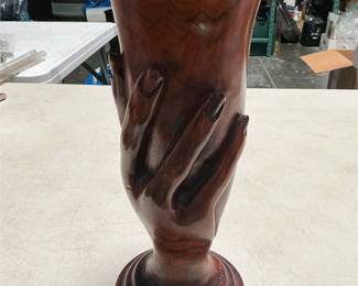 Pitcairn Island Carved Wooden Hand Vase (2/6)
