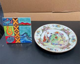 Janet Parr Impressions of NZ Tile & Chinese Decorative Plate (2/5)