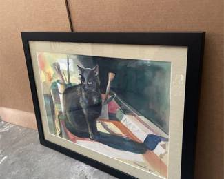 Framed Black Cat and Artist’s Supplies Artwork (3/4)
