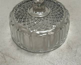 Clear Pressed Glass Dish Cover with Paneled Sides (2/5)